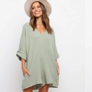 Egidio Playsuit - Sage Linen Romper